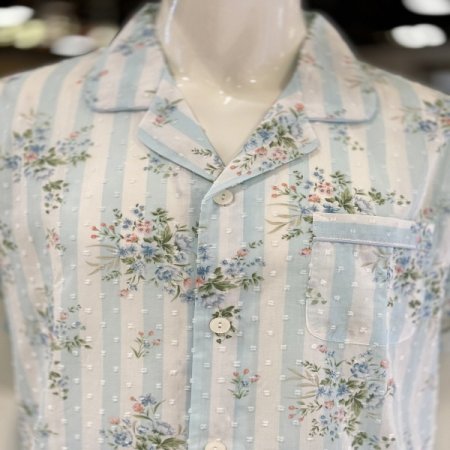 플라워 엠보싱 면 반팔 커플잠옷세트