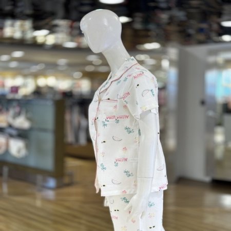 하와이 면100 반팔 여성 잠옷세트