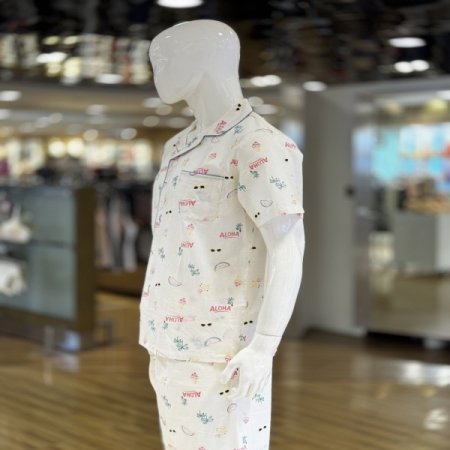 하와이 면100 반팔 남성 잠옷세트