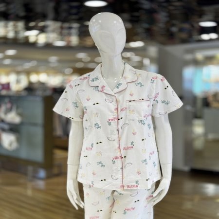 하와이 면100 여름 반팔커플잠옷세트