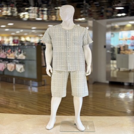 라운드 체크 반팔 커플잠옷세트