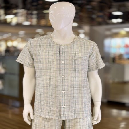 라운드 체크 반팔 커플잠옷세트