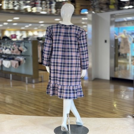 면 기모 체크 홈웨어 여성원피스잠옷