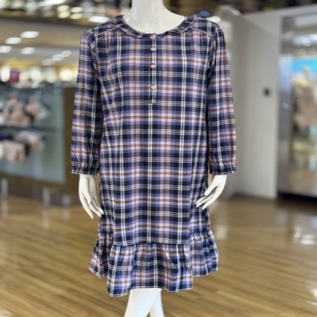 면 기모 체크 홈웨어 여성원피스잠옷