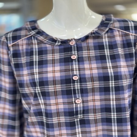 면 기모 체크 홈웨어 여성원피스잠옷