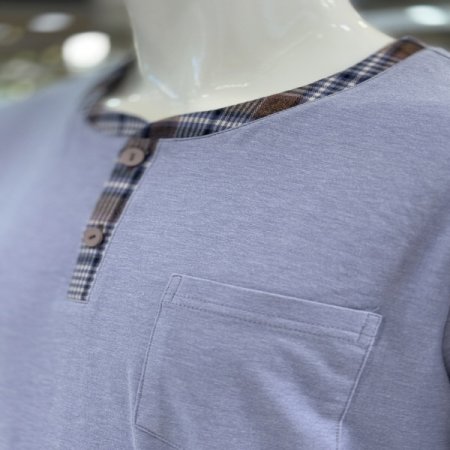 체크 스판 실내복 긴팔 남성홈웨어상의