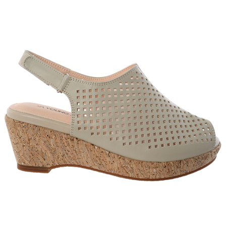 여성 웨지굽 펀칭 샌들