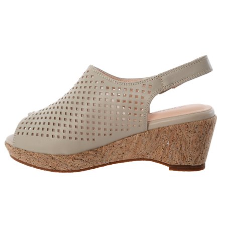 여성 웨지굽 펀칭 샌들