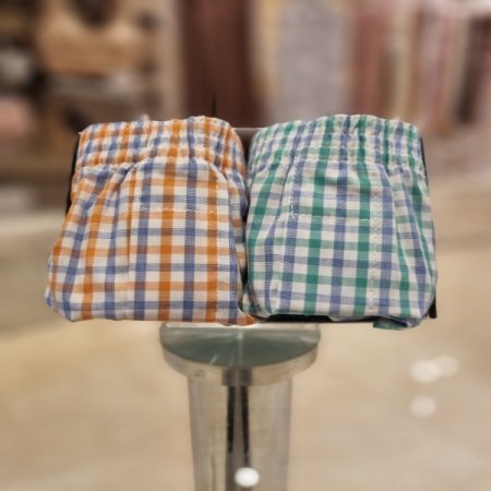 4408T 오렌지그린체크트렁크2종세트