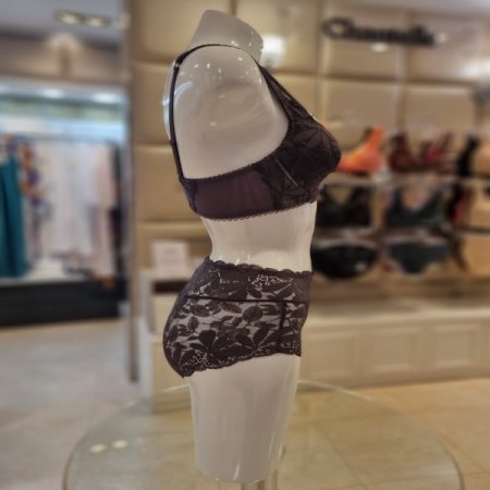 플라워다크브운4438레이스팬티브라세트