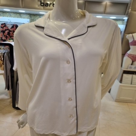 여성6023B크림 잠옷세트