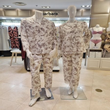 커플 면프린트4594B 9부잠옷세트