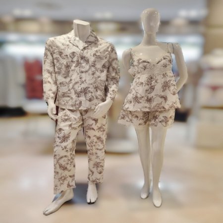 커플 면프린트4594S 스트랍잠옷세트