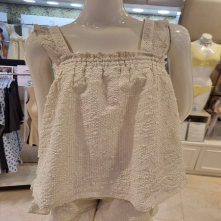 커플 베이지플로킹4600S상하세트잠옷