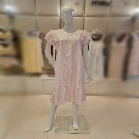 스트라이프4603L핑크원피스