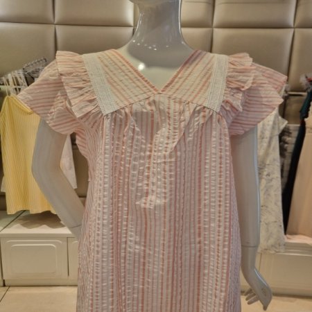 스트라이프4603L핑크원피스