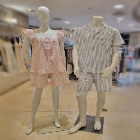 커플여름핑크4603S스트라이프세트잠옷