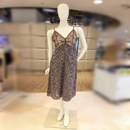 시스루 번아웃프린트브라운4613S슬립