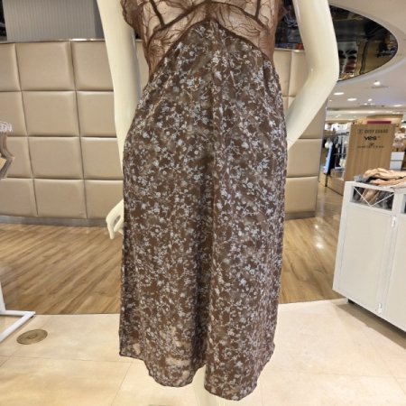 시스루 번아웃프린트브라운4613S슬립