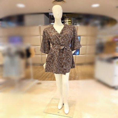 시스루 브라운4613R번아웃로브가운