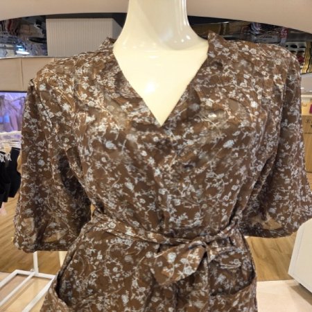 시스루 브라운4613R번아웃로브가운