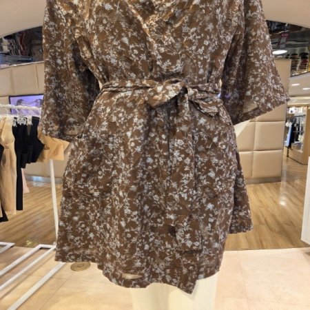 시스루 브라운4613R번아웃로브가운