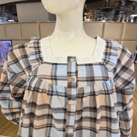 체크4611면기모 여성잠옷