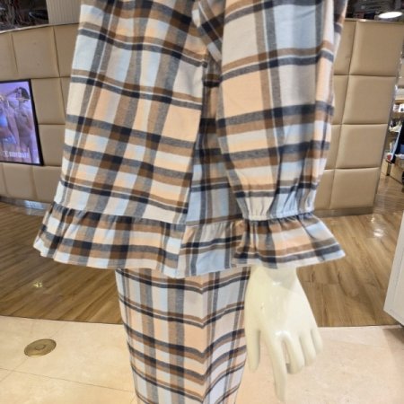 체크4611면기모 여성잠옷