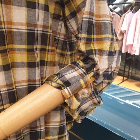 문리 체크 블라우스