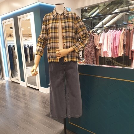 문리 체크 블라우스