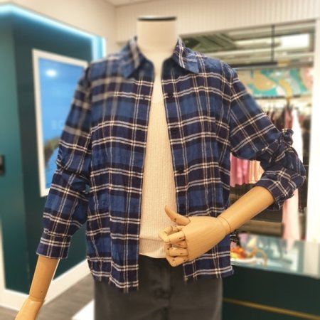 문리 체크 블라우스