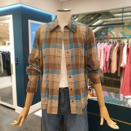 콘부체크블라우스