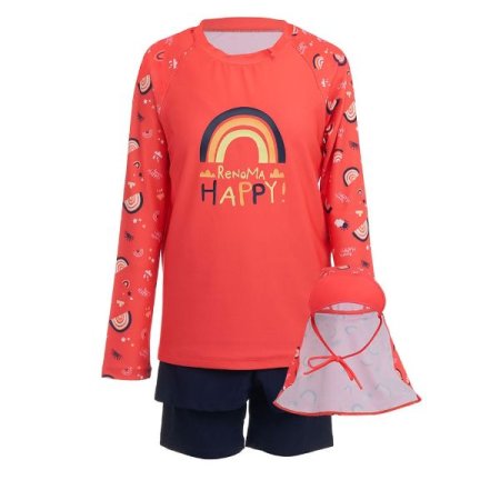 여아동 레인보우 상하 모자세트