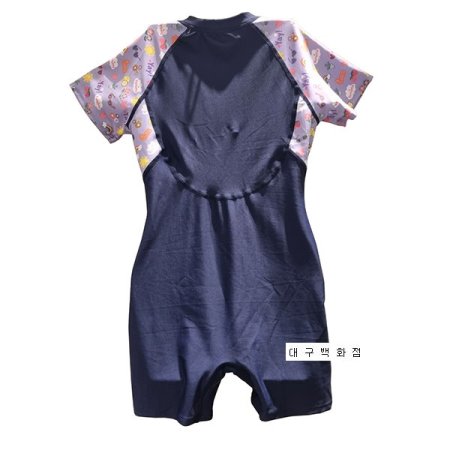 여아동 3부 캡 내장형 반팔 수영복