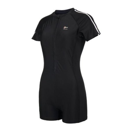 여성 3부 내장캡 반팔 실내수영복