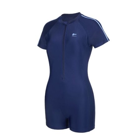 여성 3부 내장캡 반팔 실내수영복