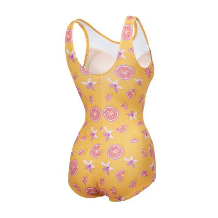 여성 U백캡내장형자몽로우컷실내수영복