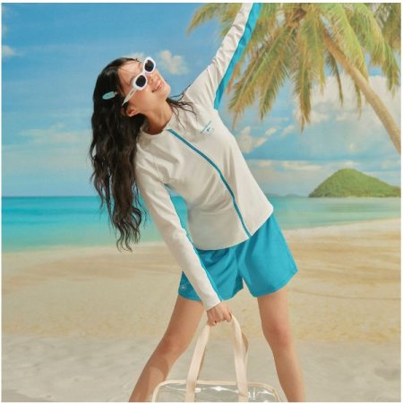 여성 내장캡 집업레쉬가드 상하 세트