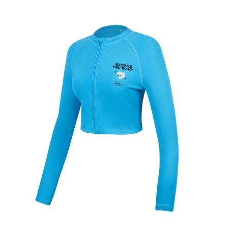 여성 내장형 캡 크롭 레쉬가드