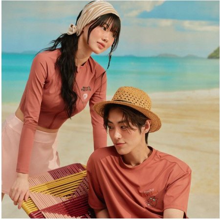 여성 내장형 캡 크롭 레쉬가드