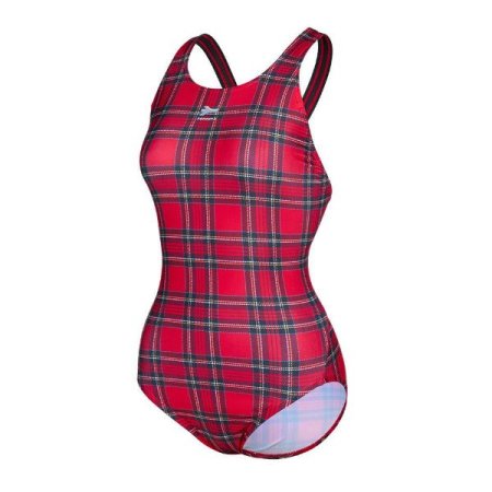 여성 체크 X백 실내수영복