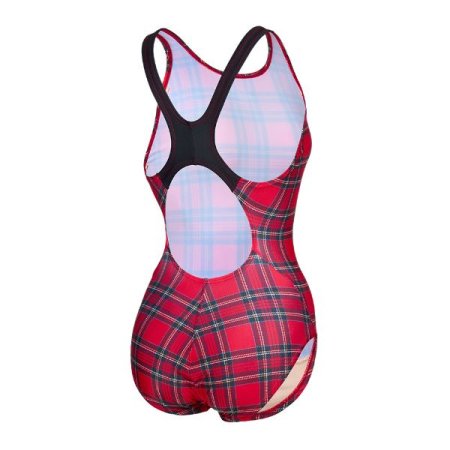 여성 체크 X백 실내수영복