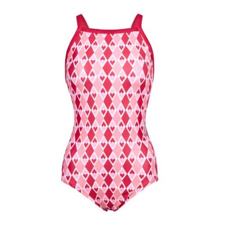 여성 아가일하트 X백 실내수영복