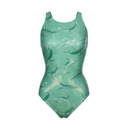 여성 포일 웨일 X백 원피스수영복