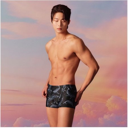 남성 포일 웨일 숏사각수영복