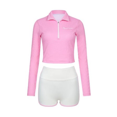 여성 투웨이하프반집업레쉬가드세트