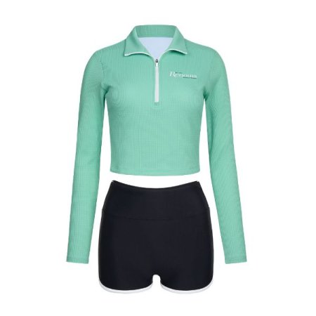 여성 투웨이하프반집업레쉬가드세트