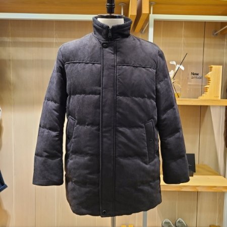 폴리 에코 스웨이드 니트넥 다운 코트