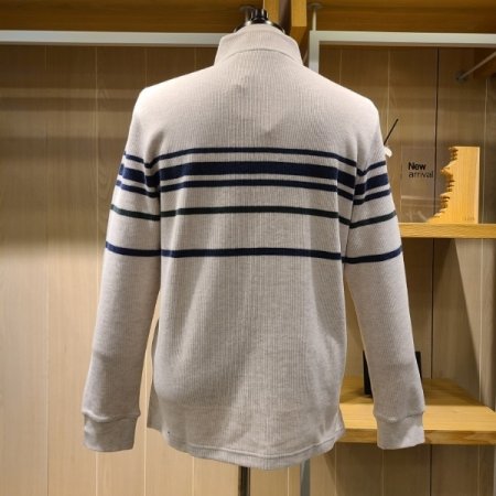 스트라이프 반집업 티셔츠