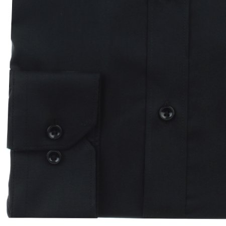 블랙 스트레치 솔리드 일반핏 긴소매